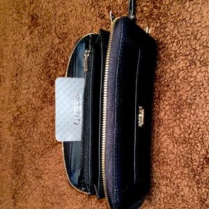 Black Guess Wallet open zipper